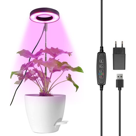 Lampe horticole LED pleine spectre pour plantes d'intérieur, projecteur de croissance à pied ajustable, 3 modes d'éclairage, programmateur automatique 3/9/12 heures (1/4)