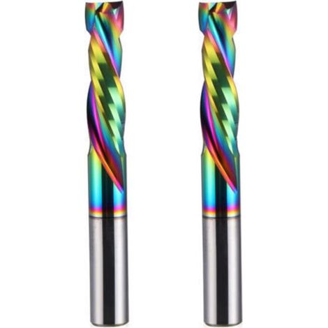 Set mit 2 zweischneidigen Holzfräsern, DLC-beschichtet, aus Wolframkarbid, für CNC-Bearbeitung, 6 mm Schaft, 6 mm Schnittdurchmesser