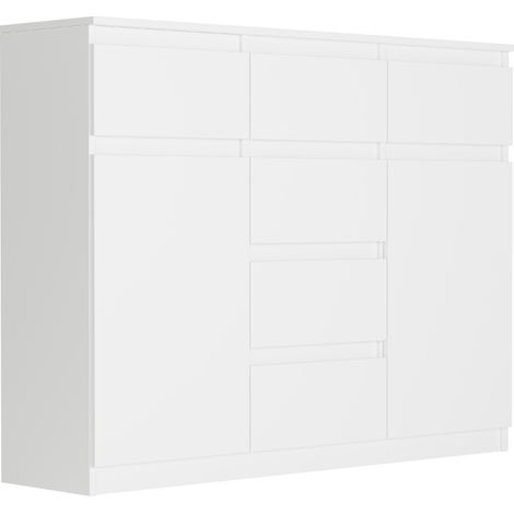 Kommode mit Schubladen, Schränken und Regalen, Weiß, 120 x 40 x 98 cm - S-62D