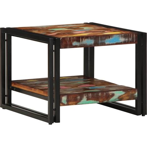 Couchtisch Mehrfarbig 50x50x38 cm Altholz Massivholz