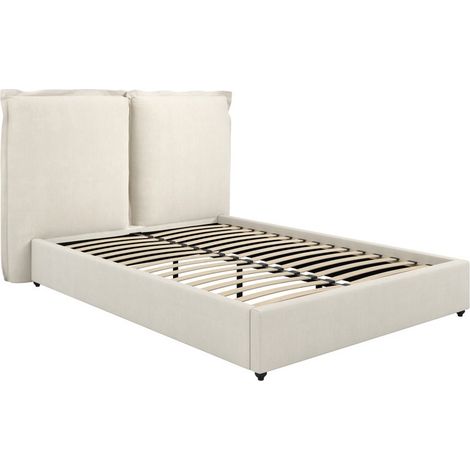 Sunday Double Bed Frame (Pack of 2) - Linen Blend - L221 x W174 x H120 cm - Ivory - Flat Pack