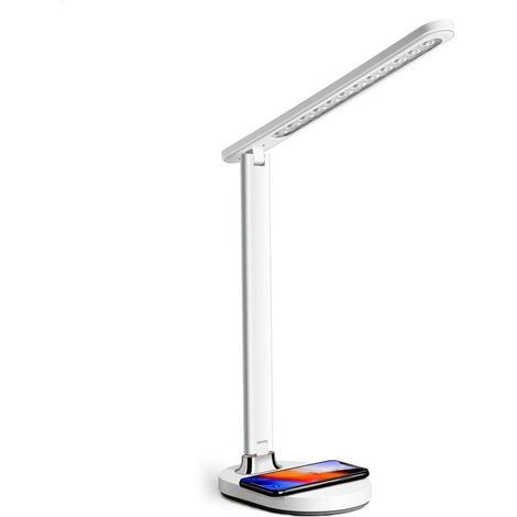 Platinet Lampada moderna LED bianca con caricatore wireless