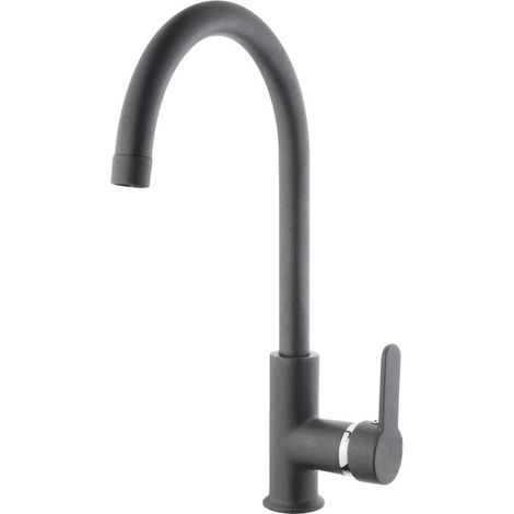 Rubinetto Cucina Miscelatore Monocomando Lavello Canna Tonda in Ottone Granito Plus Croma (1/3)