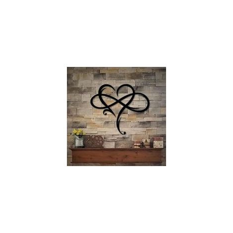 Decoration Murale Coeur Infini, Décoration Murale en Métal, Signe d'amour Decoration Murale Metal Sculpture Murale pour la décoration salon, de la maison, de la chambre à coucher (Noir, 40 x 35 cm) (1/5)