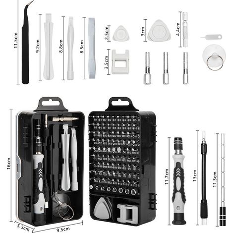 Mini-Schraubendreher-Set mit 115 Funktionen, magnetischer Präzisionsmechanik und flexibler Welle für Mobiltelefone, Elektronik-Bastelprojekte, Smartphones und Laptops