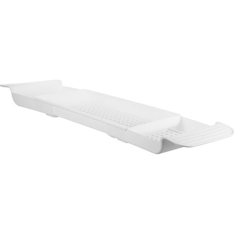 Plateau extensible, organisateur de baignoire pratique et durable avec rangement pour serviettes, (1/5)