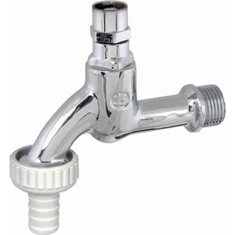 JS Valvola di erogazione con raccordo portagomma, con parte superiore a chiave a bussola, 3/4'', cromo lucido, 0017332050001