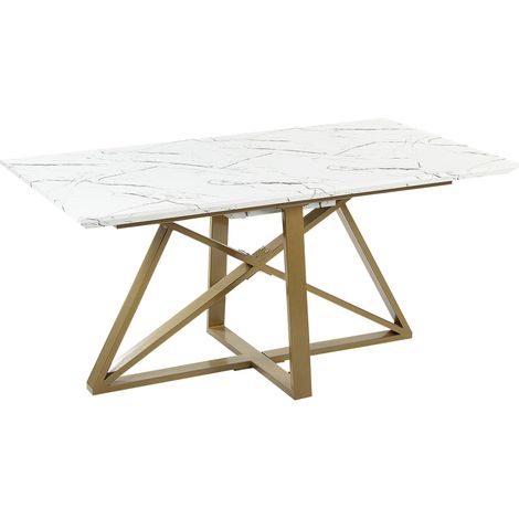 Extending Dining Table MAXIMUS White Marble 160/200 cm 90 cm (1/5)