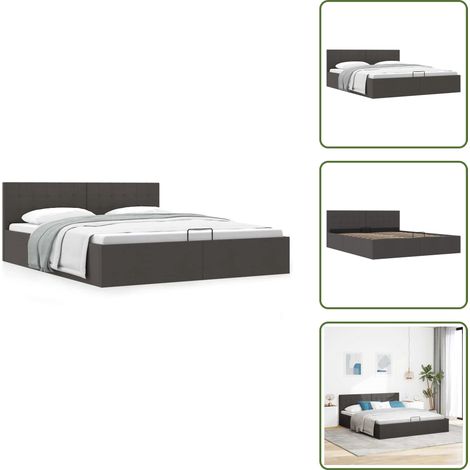Cama de matrimonio - vidaXL Cama canapé hidráulica de almacenaje sin colchón gris 180x200cm - Cama con compartimento