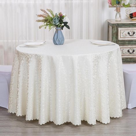 Nappe ronde 320cm Beige Polyester pour table à manger & table basse