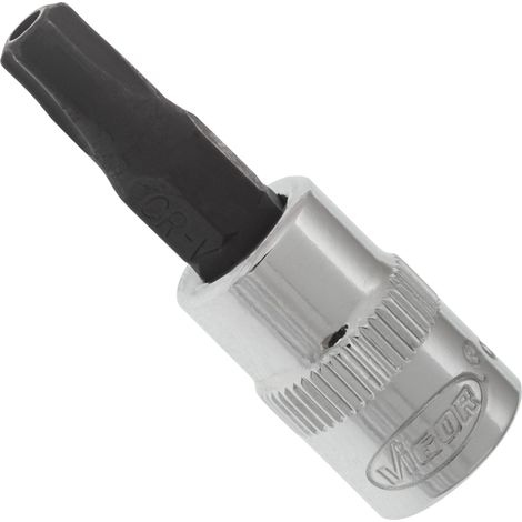 Vigor Carré femelle entraînement 6,3 = 1/4 pouce Douille mâle pour profil TORX Tamper Resistant - Carré creux 6,3 mm (1/4 pouce) - Profil TORX « tamper résistant » - Ouverture de clé: T 30 H - Longu (1/3)