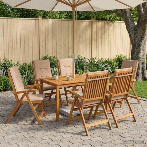 vidaXL 7-Piece Garden Dining Set 6 place Taupe Bois d'Acacia Massif (1/5)