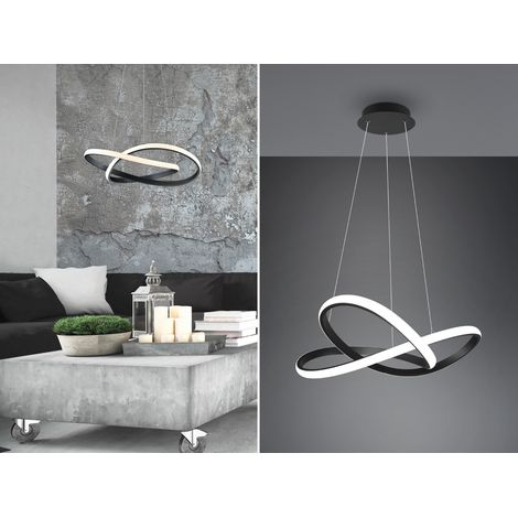 LED Pendelleuchte COURSE Schwarz Stufen Dimmer 3000K Warmweiß, Ø 60cm
