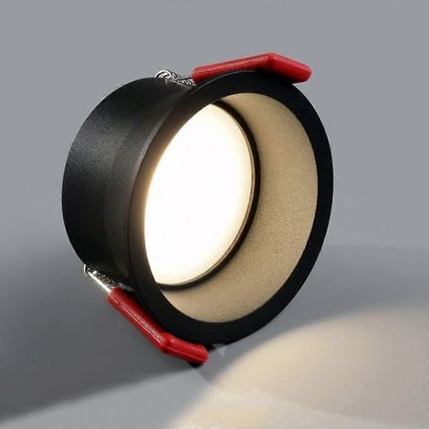 Spots encastrés ronds en métal noir à LED, 7 W, 9 W et 12 W, faisceau de 60 degrés, lumière blanche neutre, pour bureau, chambre, salon, couloir, hôtel, économie d’énergie (1/5)