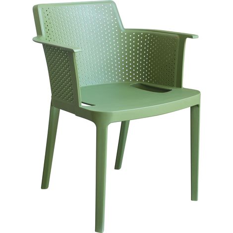 Sedia poltrona impilabile da esterno giardino bar in resina con braccioli e seduta larga Texas -  Green