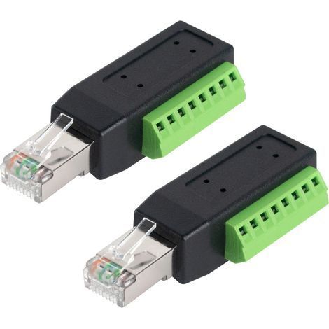 (lot de 2) Carte adaptateur RJ45 à bornes à vis, connecteur RJ45 à 90°, adaptateur Ethernet réseau 8P8C mâle vers rallonge AV 8 broches pour vidéosurveillance, Cat5, Cat6 (1/5)