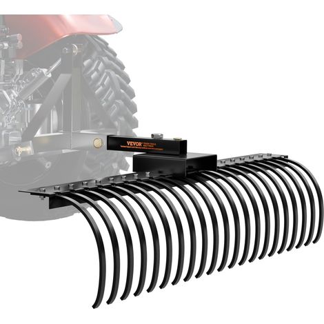 Râteau de jardin remorqué 60 avec 21 dents en acier pour déchaumer, compatible avec barres de 48 et 60, feuilles et herbe (1/5)