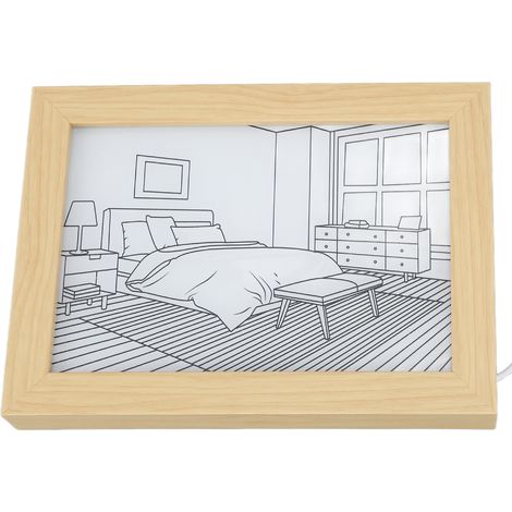 Tableau lumineux LED, 3 modes d'éclairage, alimentation USB, acrylique, bois, décoration à faire soi-même pour la maison, la chambre ou le bureau, dimensions : 23 x 17 x 3 cm. (1/5)