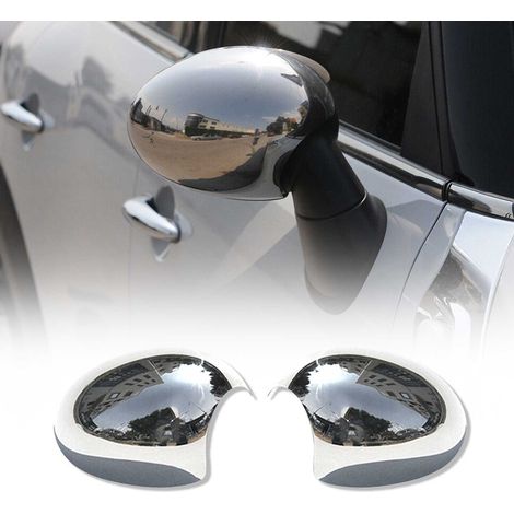Coques de Rétroviseurs pour Mini One Cooper Clubman R55 en Acier Chromé Argent
