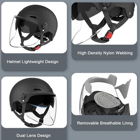 Casquette d'été ouverte, casque de moto jet avec double visière solaire (1/4)