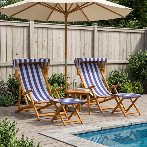 vidaXL Silla de terraza 4 pcs 3 Posición Madera de Eucalipto Maciza (1/5)