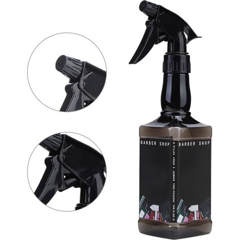 Vaporisateur à eau pour coiffure, 2 bouteilles pulvérisation salon professionnel (Noir transparent) (1/5)