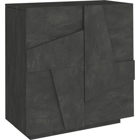 Dmora - Scarpiera Apetta, Mobile multiuso a 2 ante, Portascarpe da ingresso, 100% Made in Italy, cm 81x38h86, Ardesia con dettaglio