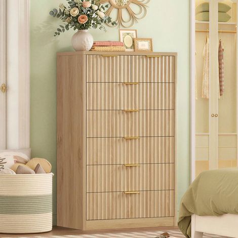 Kommode - 75×40×122 cm - 7 Schubladen - Spanplatten - Moderner Skandinavischer Stil (1/5)