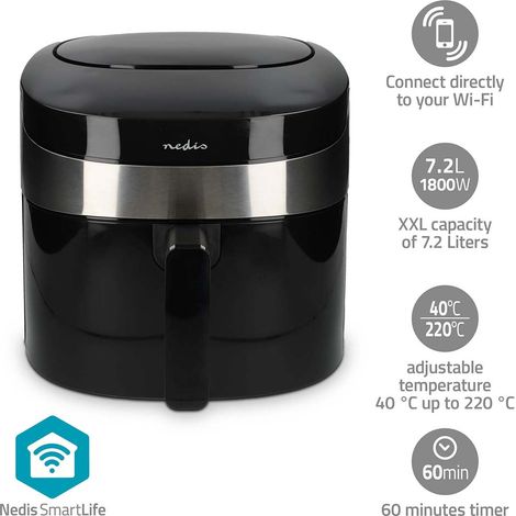 Freidora de aire caliente smartlife wi fi 72 l minutero 240 min numero de programas preestablecidos 8 digital android ios negro (1/5)