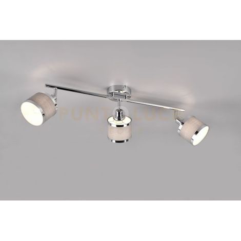 AROSA BARRA 3 SPOTS METALLO CROMATO CON PARALUME GRIGIO L. 81CM 3 LUCI ATTACCO E14