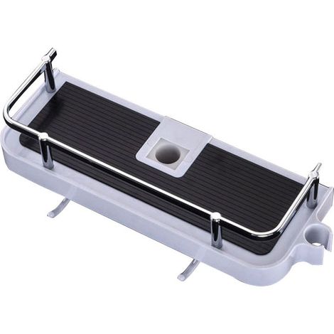 Tablette Support Douche, Etagère Douche Télescopique,Etagère de Salle de Bain Aluminium Antirouille,Montage Sans Perage,Adapte Le Rail de 24-25mm,Avec Deux Crochets et Crochet de Pomme de Douche (1/4)