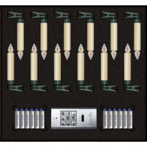 Krinner Superlight Bavaria Mini Flame 12er Set Elfenbein Basis