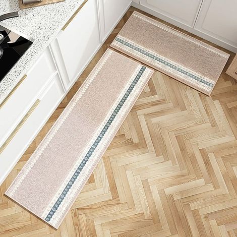 Kitchen Floor Mat Soft Absorbent Kitchen Rug Microfiber Rug Set Anti-Fatigue Non-Slip Floor Mat for Home Farmhouse Indoor Easy Cleaning-B 50x80cm+50x120cm