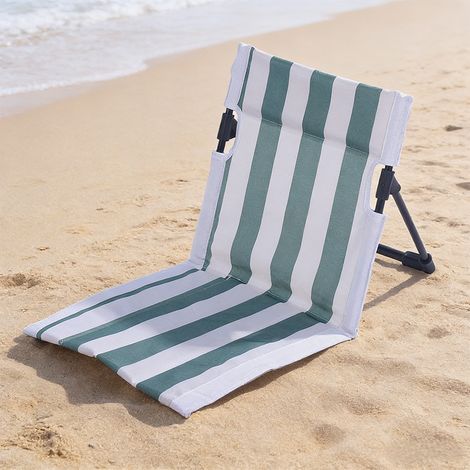 Cette chaise pliante d'été présente un motif à rayures et convient parfaitement au camping et aux occasions de détente comme les jardins, les parcs, les pique-niques et les plages. (1/5)