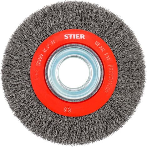 Stier – Brosse pour meuleuse 200 mm – Alésage 32 mm – Acier ondulé pour nettoyage métal et pierre – Ébavurage et finition (1/4)