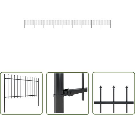 SKM Clôture de jardin avec dessus en lance Acier 15,3 x 1 m Noir (1/5)