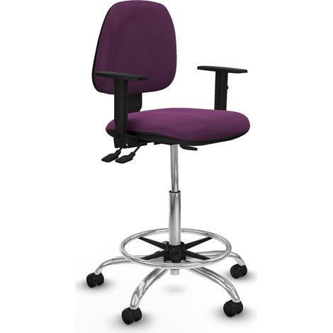 Taburete de oficina piqueras y crespo ajustable violeta cuero sintético (1/2)