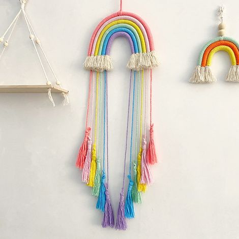 Guirlande Arc-en-ciel - Suspension Murale en Cordon de Coton - Décoration pour Chambre d'Enfant et Nurserie - 60 x 25 cm - 1 Pièce (1/5)