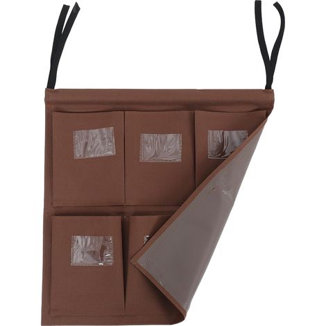 Paquet de Rechange pour Chariot de Nettoyage Hôtelier, Paquet à Chiffons Robuste avec Poche Étiquette Transparente, 6 Compartiments Horizontaux, Couleur Café, Rangement (1/5)
