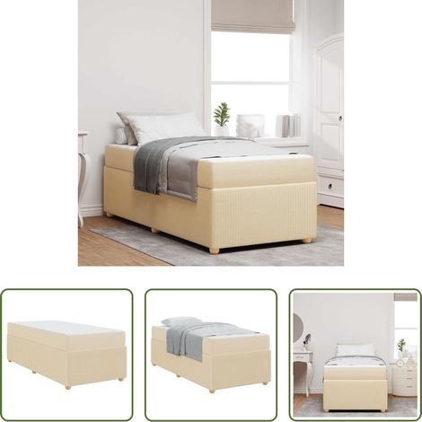 Matratze - Bettrahmen mit Matratze Creme 90 x 200 cm Stoff (1/5)