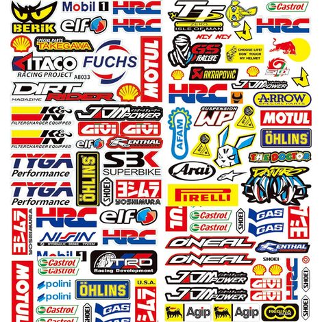 3 Feuilles Autocollant Moto, Design Course Réaliste, Vinyle PVC Durable, Pour Casque Vélo Skateboard (1/5)