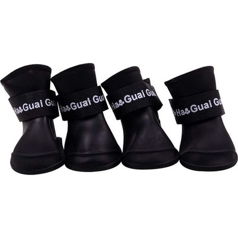 Hundeschuhe, wasserdichte Silikonstiefel, rutschfeste Regenschutzschuhe für kleine Hunde (Schwarz) (1/5)