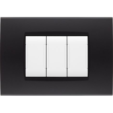Placche compatibili con Bticino LIVING LIGHT placca 3 4 7 moduli vari colori per supporti LN4703 e N4703  ST02 - 7 Posti - Nero