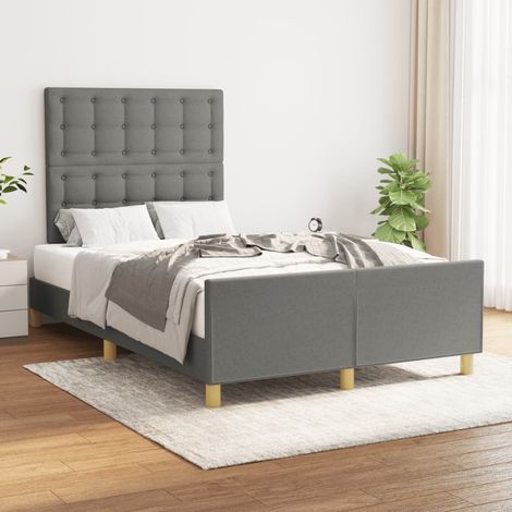 Cadre de lit 120 x 190 cm avec tête de lit, tissu gris foncé, sommier à lattes, sans matelas, 33.05kg - PANGIVO (1/5)