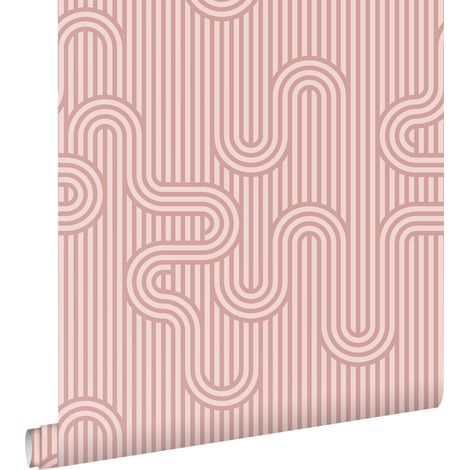 papier peint lignes graphiques vieux rose - ESTAhome (1/5)