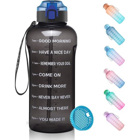 Trinkflasche Fruchtfilter 2L Tritan Auslaufsicher 2000 ml Schwarz (1/5)
