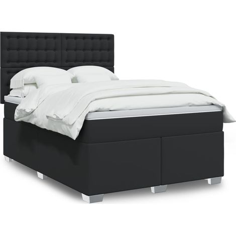 Boxspringbett mit Matratze Schwarz 140x200 cm Kunstleder