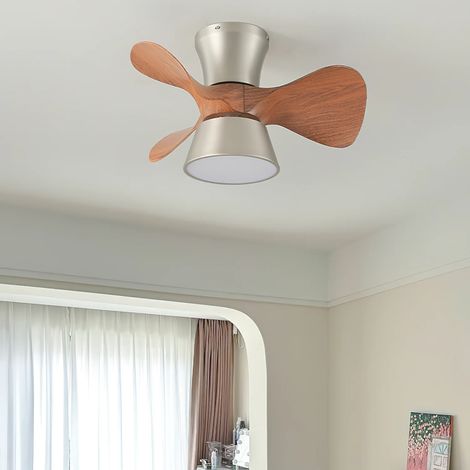 Ventilateur de plafond 55cm avec lumière et télécommande, Ventilateur de plafond LED à intensité variable, 6 vitesses, minuterie, 3 lames