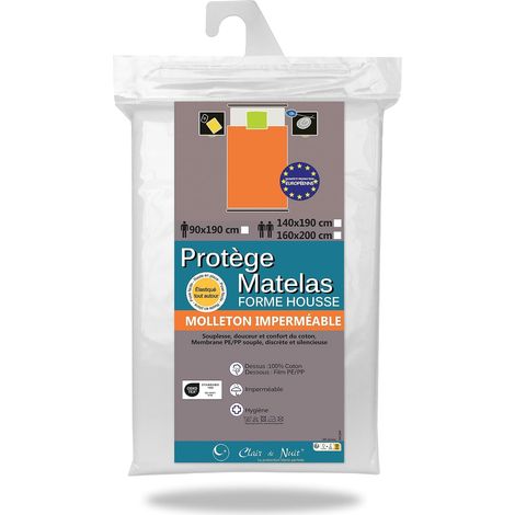 Protège Matelas alèse imperméable 160x200 cm  Molleton 100% Coton  Membrane Souple et Silencieuse (1/5)