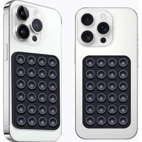 Lot de 2 Supports de téléphone à Ventouse en Silicone, adhésif en Silicone, antidérapant pour téléphone Portable, Support Solide pour Selfies et vidéos (Noir) (1/5)